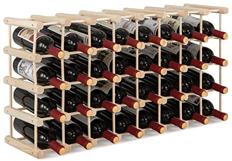 KOMFOTTEU Weinregal für 40 Flaschen, Flaschenregal aus Holz, Flaschenständer erweiterbar, Weinflaschenhalter freistehend, Weinständer für Küche, Bar, 85 x 44 x 24 cm