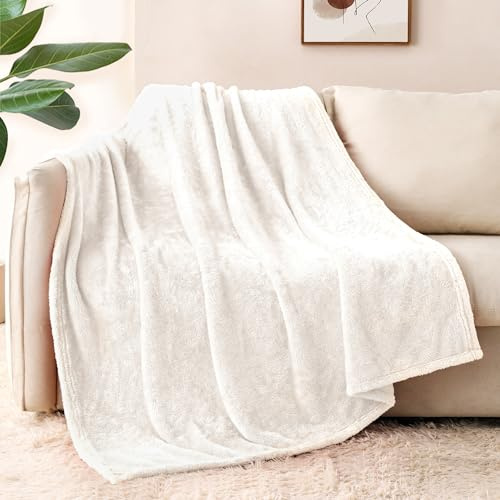 Whale Flotilla Manta Mullida de Sofá, Cálida Manta de Forro Polar para Cama, Muy Suave y Acogedora, 130 x 170 cm, Blanco