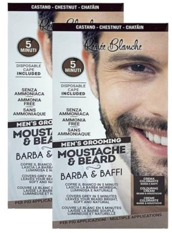 Renee Blanche Colorazione Per Barba E Baffi Tintura Colore Castano Senza Ammoniaca 2X20 Ml (Castano, 2 Unità)