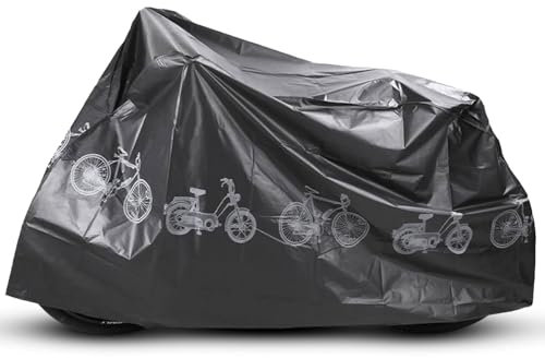 Housses de Protection pour Vélo Anti-Poussière, Bâche Protection pour Vélo, Housse Velo Exterieur Anti-UV Protection Poussière Résistant Impermeable de Bicyclette Cycle Scooter,200x100cm(Noir)