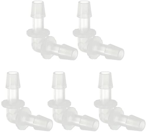 PATIKIL Embouts coudés à 90 degrés en Plastique de 5/16, 5 Pack Raccords en L-Barb Connecteur de jonction égal à Deux Voies pour Tuyau d'pour Aquarium Carburant gaz Liquide air