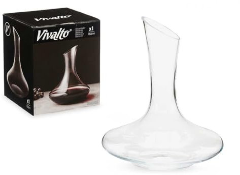 Decantador de Vino de Cristal Premium - Grueso y Duradero | Diseño Elegante y Practico - Apto para lavavajillas | Alta capacidad de 1800 ml