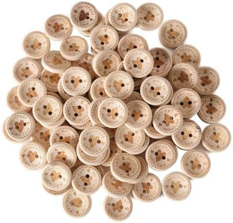 100 Stück Holzknöpfe 15mm Runde Handgefertigte Holzknöpfe Handgefertigte mit Liebesknöpfen Dekorative Strickknopfe Baby Cardigans Strickknopfe zum Nähen DIY Handgefertigte Geschenke Dekor.