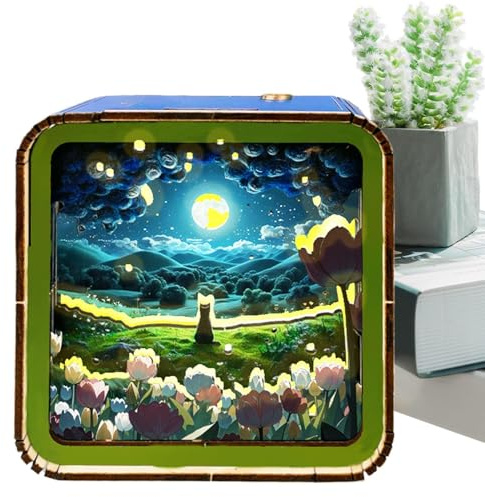 Luz nocturna de Puzzles, Puzzles de Madera de paisajes con luz | Luz nocturna Puzzles de Madera Decoración del Hogar para Dormitorio