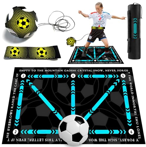 YUJUVI Tapis Football Entrainement Kit Entrainement Foot Ceinture Football Kick D'entraînement de Football 90 x 60 cm Antidérapant Tapis de Foot (Bleu)