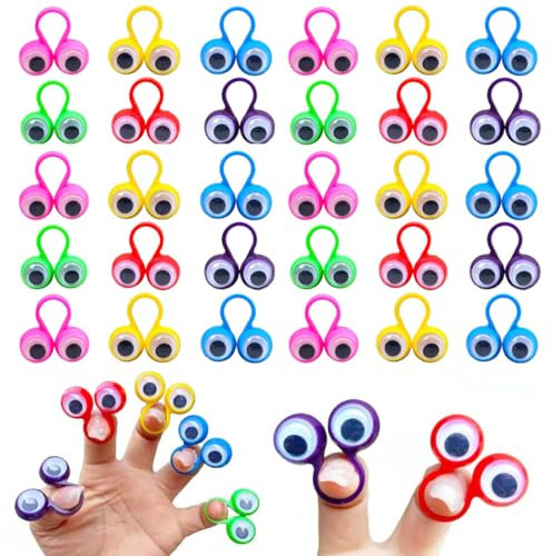 XYTAHDM 30 Pièces Marionnettes à Doigts Oeil Doigt marionnette,Marionnettes à Doigt des Yeux,Jouet éducatif Doigt pour Enfants Goodie Sac Pâques Party Favors La Fête (L, Couleur aléatoire)