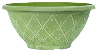 shopior Plastic Prisma Bowl Planter – Round Garden Flower Pot with Drainage Holes, Weatherproof Durable Plastic, Outdoor & Indoor Plant Pot for Home, Patio, Balcony & Garden (MossGreen-30cm, Pack 1)
