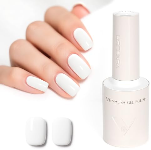 Venalisa Gel Nail Polish White 10ml Stylish Round Bottle with Top Label Showing Color and Number UV Gel Polish for Stunning Nail Art Design 5056