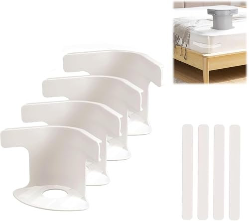 4 Piezas Sujetadores de Sábanas con Tiras de Bloqueo, Tensor Antideslizante de Esquina para Todo Tipo de Cama, Clips Resistentes para Fijar Sábanas, Accesorios para Colchones Individuales y Dobles