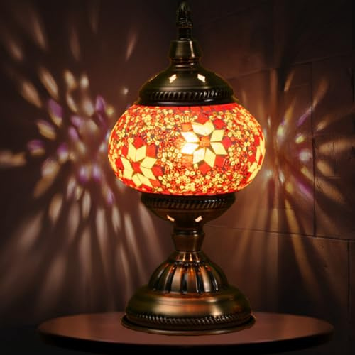Turquie exotique mosaïque lampe de table avec style marocain fait à la main verre décoratif lampe rétro ombre avec USB éclairage de bureau décoratif lit éclairage pour chambre