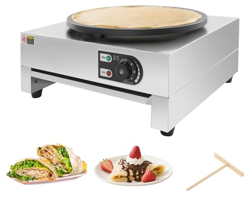 Crepemaker - Máquina eléctrica para crepes (3000 W, 40 cm, antiadherente, acero inoxidable, control de temperatura, para panqueques, tortitas de huevo, crepes