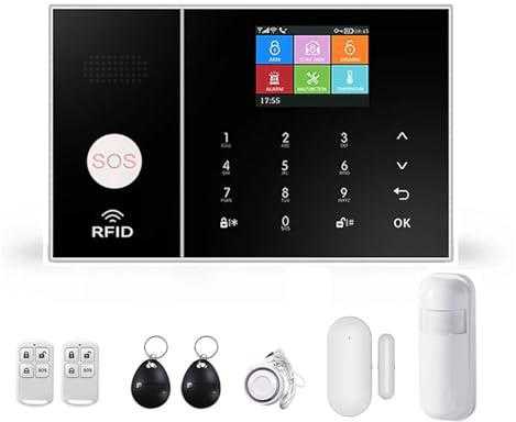 Larmsystem Hemmet GSM Wifi Larmsystem For Hemma Hus Företag Trådlöst Säkerhetssystem Med Pir Och Dörrsensor APP Fjärrkontroll(B)