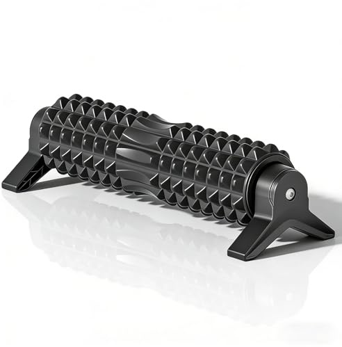 Fasciarulle med stativ 53 cm svart | skumrulle för rygg och ben | pilaterulle djup vävnad massage | lastkapacitet 200 kg | Perfekt för yoga, pilates och muskelavslappning