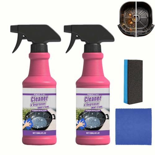 Fast Action Grillspray, Grillrengöring, Multisurface BBQ Avfettningsmedel, Snabbskum Grill Grill Cleaner för galler och Rostfritt Stål (2 st)