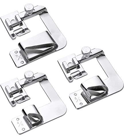 CKPSMS Marke – # KP-19012 Rollsaumfuß, kompatibel mit Singer, Brother, Janome & anderen Adapter mit niedrigem Schaft + (3 Größen für gerollten Saum)