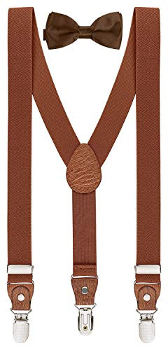BomGuard Enfants bretelles Set 2-7 ans+ noeud papillon,marron