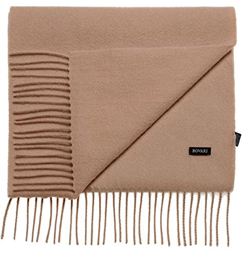 Bovari Écharpe en Cachemire pour Homme – 100% Cachemire/Cashmere – Qualité Premium – 180 x 31 cm - plusieurs couleurs, camel, M
