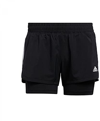 adidas Damen Pacer 3s 2 in 1 Shorts, Schwarz/Weiß, L EU