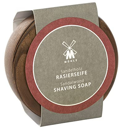 MÜHLE Rasierseifenset - Holzschale mit Rasierseife mit Sandelholz für normale und trockene Haut - warm & sinnlich - 65g