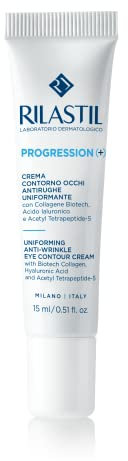 Rilastil Progression Plus, Crema Contorno Occhi Antirughe Uniformante, Trattamento Rughe Marcate, Antiaging, Rimpolpante per Pelli Mature con Collagen, Acido Ialuronico, Confezione da 15 ml
