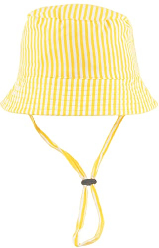 Faith & Sarah Kids Baby Sun Hat Boy or Girl - Toggle Chin Strap - Striped Baby Bucket Hats Yellow 0-3 Months