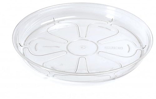 B2C Round Clear Transparent Plastic Plant Pot Saucers Water Trays 14-46cm (21cm)