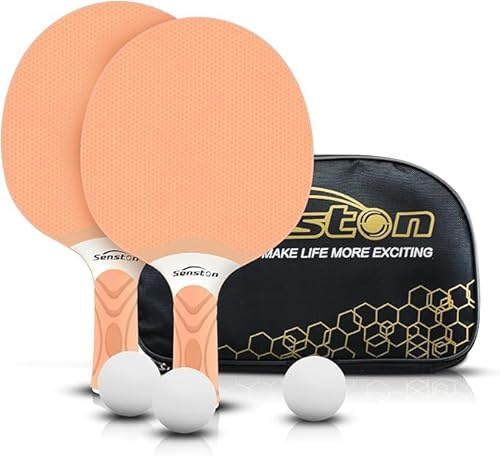 Juego de Raquetas de Tenis de Mesa Senston, Bates de Tenis de Mesa Profesionales con 3 Pelotas, Juego de Palas de Ping Pong de Goma compuesta