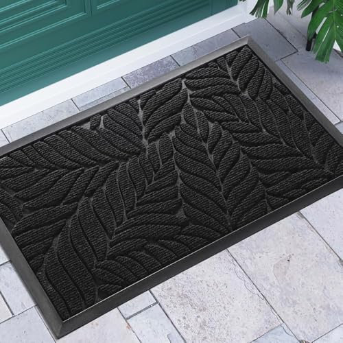 Yimobra Schmutzfangmatte waschbar, 75 x 43 cm, rutschfeste Sauberlaufmatte für draußen – Premium Fußmatte gegen Schmutz und Staub,Schwarz