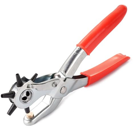 Perforadora Cuero, Sacabocados Cuero, Perforadora de cinturón, Agujereador de Cinturones, Hacer Agujeros Cinturon, Sacabocados Cuero Profesional, Alicates Sacabocado Agujero con 6 Tamaños, 2-4.5 mm