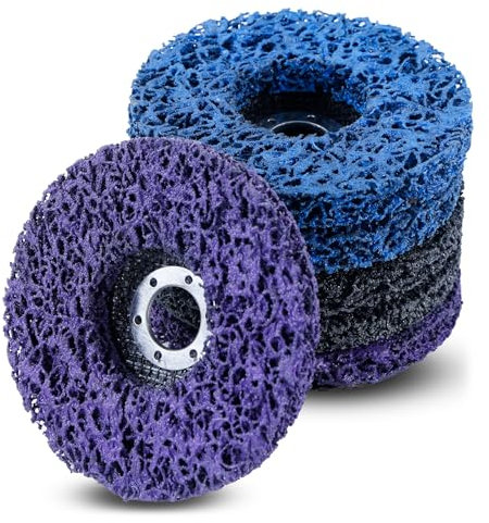 ROSYLEVE 6PCS Disco Limpieza Amoladora 125 mm Disco abrasivo CSD Disco Pulido Disco Limpieza, CSD disco para la amoladora, Discos de Limpieza para Amoladora Angular Pulido color morado azul negro