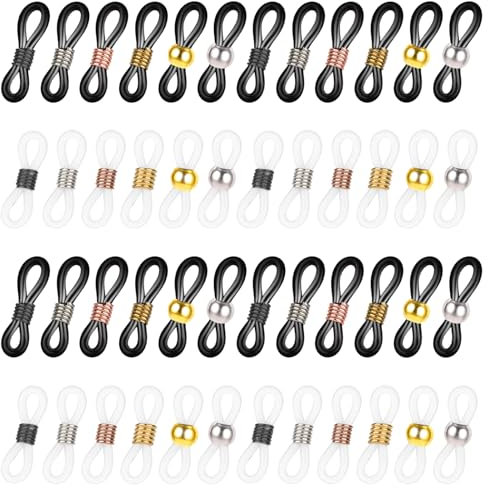 50 Pcs Eyeglass Chain Ends, Adjustable Silicone Eyeglasses Chain Connector Anti Slip Glasses Chains Rubber Loops Eyeglass Strap Retainer for Eye Glasses Sunglasses Holder Necklace Chains