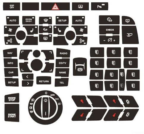 LVYXON Schalttafel-Aufkleber für A6 Clima 2005–2011, Panel-Aufkleber für Reparatur, abgenutzte Taste, Schalterknopf