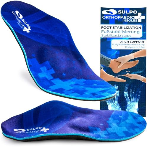 SULPO Orthopädische Einlegesohlen Herren und Damen, Plattfuß Schuhsohle, Plantarfasziitis Einlagen bei Plattfüße und Fersensporn Sohlen für Sport- und Arbeitsschuhe, Größen 40-42
