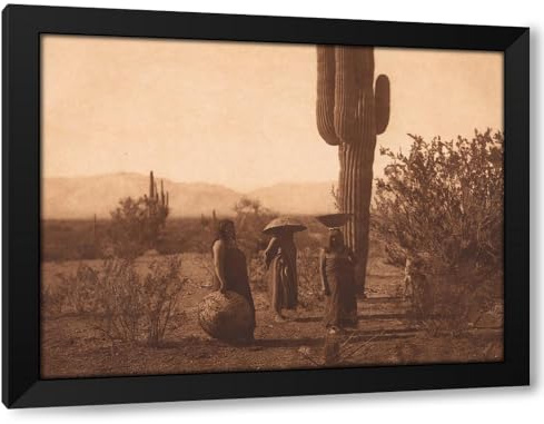 ArtDirect Saguaro Fruit Gatherers - Maricopa 1907 Custom Framed Art Print Giclee Print or Canvas Options with Various Sizes and Customization by Curtis, Edward S