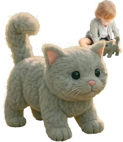 Générique Cat Robot réaliste | Animal en Peluche de Chat électrique Jouets électroniques Qui Marche et miaulement Jouet interactif moelle