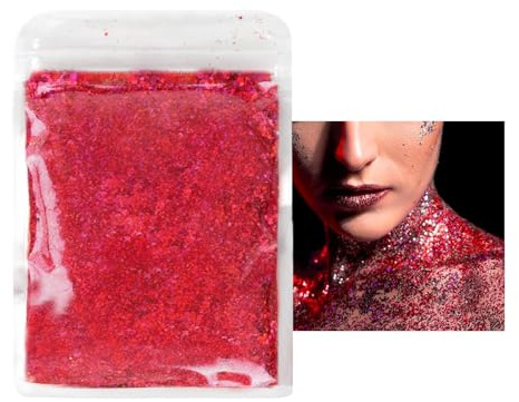 Paillettes Polvere Glitterata, Glitter Polvere Chunky glitter, 50g Paillettes Unghie, paillette per Resina Epossidica, Chunky Resin glitter Olografico per Unghie Viso Artigianato Trucco (Rosso)