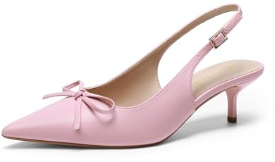 DREAM PAIRS Scarpe Slingback Tacco Basso Donna | Tacco kitten 5,5 cm, punta affusolata, fiocco, cinturino regolabile, fodera amica della pelle, eleganti.