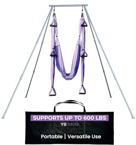Yoga Trapeze Versatile Fitness Yoga Stand for Home & Outdoor | Easy 5-Min Setup | Supports Yoga Aerial Silks, Swings, Hammocks, Olympic Rings | Stable Solid Aluminum Supports Max 600lbs