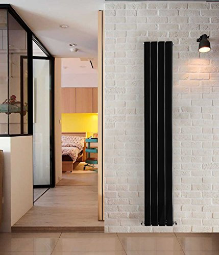 NRG Modern Vertical Flat Panel radiators | Black 1600 x 272 mm Double Column Designer Bathroom Radiator Heater