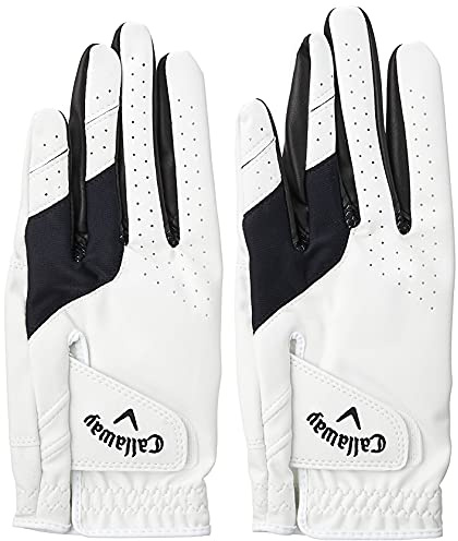 Callaway Golf Weather Spann Glove (Worn on Left Hand, Cadet (Short Fingers) 2019, Medium/Large, White (2-pack))