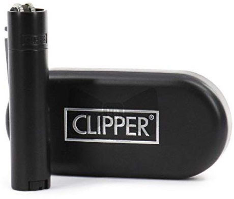 Clipper 1 Encendedor Mechero Clásico Largo Metal Black Negro Mate + 1 Llavero