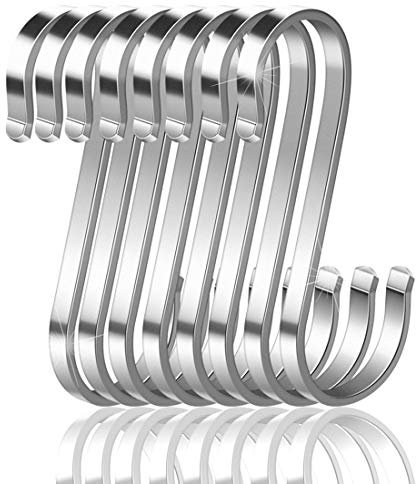 WEERSTONE 16 Pack S Shaped Hooks - Stainless Steel Heavy Duty Metal Hooks for Kitchen Utensils, Office, Bathroom, Closet, Workshop, Garage, Household