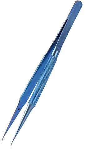 Precisionstelefonpincett, mikroskop pincett reparation av Ti-legering mobiltelefon fingeravtryckskablar, 0,15 mm bits (Curved Tweezer)
