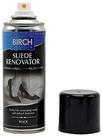 Birch Black Suede Renovator | Black Suede Protector Spray | Suede Shoe Cleaner Waterproof Spray | Black Suede Restorer for Suede & Nubuck Shoe & Boot Care | Water Repellent Spray 200ml