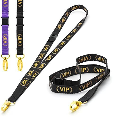 CKB LTD VIP LANYARDS Breakaway Safety Lanyard Halsrem Swivel Gold Color Metal Clip för ID-korthållare - Dra Quick Release Design