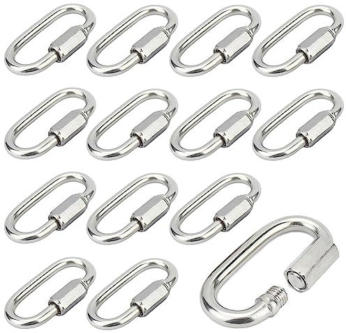 12 Stück Karabiner Schraubverschluss M5 Schraubkarabiner Edelstahl 304 Schraubverbinder Kettenglied Karabiner Rapid-Glied Schraubkarabiner Klein