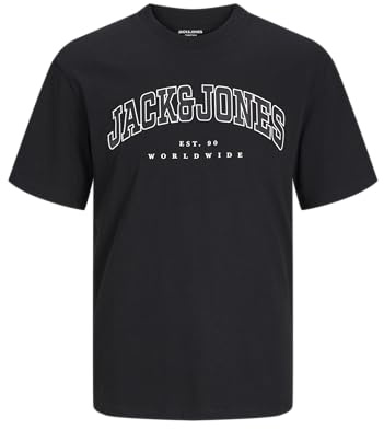 JACK&JONES JUNIOR JJECALEB Varsity Tee SS O-Neck SN Jnr, T-Shirt Bambino, Black/Fit:Loose,