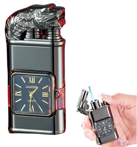 Generic Accendino antivento vintage con lunetta Jet Flame Torch per esterni, campeggio, regali da uomo (tigre nera), SF345