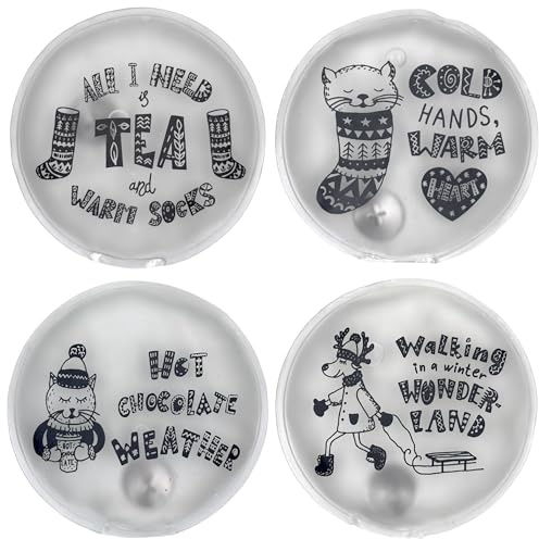 Ensemble de chauffe-mains et chauffe-poches, chauffe-doigts, contre les mains froides en hiver (lot de 4 Winter Days rond)