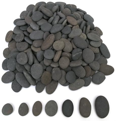 ruidinaways 800g Gray Natural Pebbles Gravel,Smooth Flat River Stones for Painting Arts and Crafts DIY Aquarium Decor Flowerpot Landscaping (1.5-3CM)